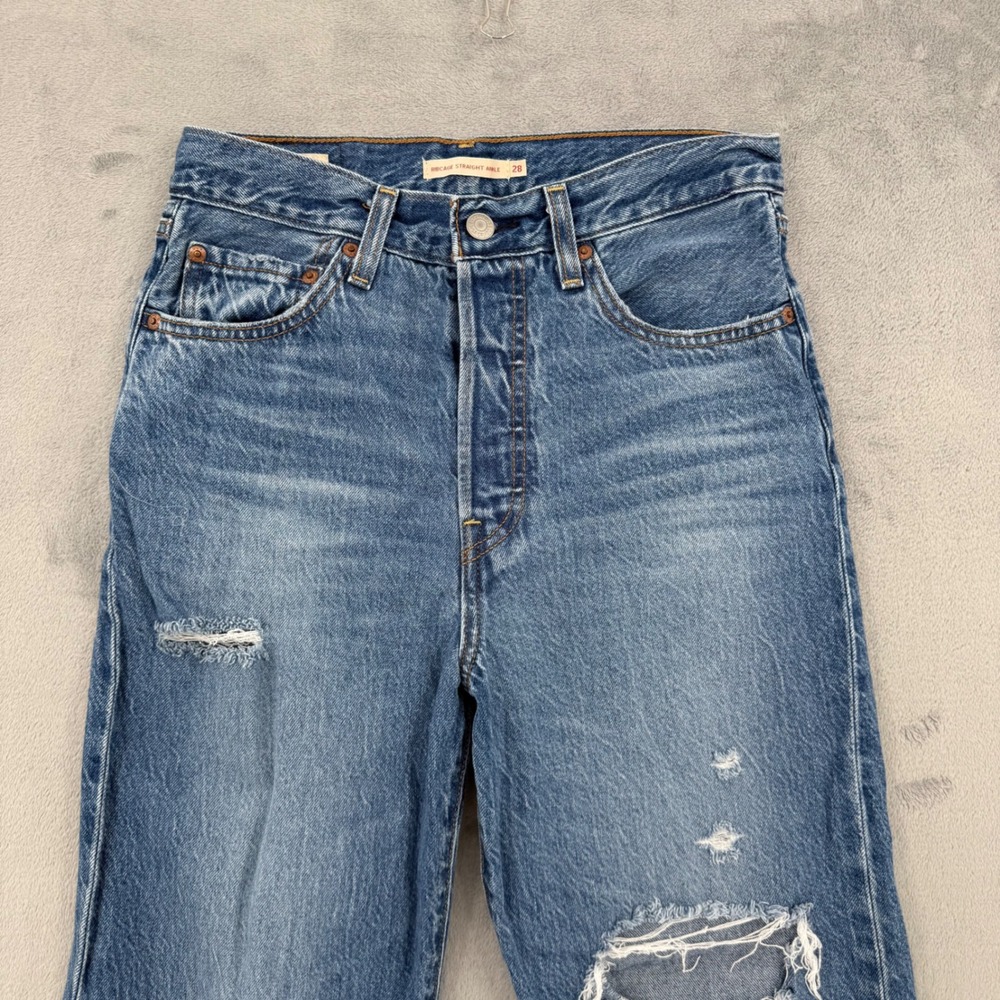 Levis Premium Ribcage Straight Ankle Jeans High Rise‎ Womens Size W 28 L 27 - Picture 4 of 16